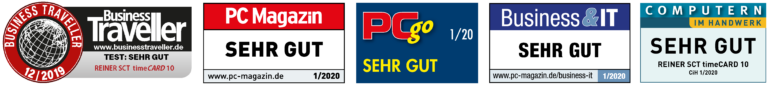 REINER SCT Testberichte & Bewertungen für timeCard 10: Business Traveller, PC Magazin, PCgo, Business & IT, Computern im Handwerk